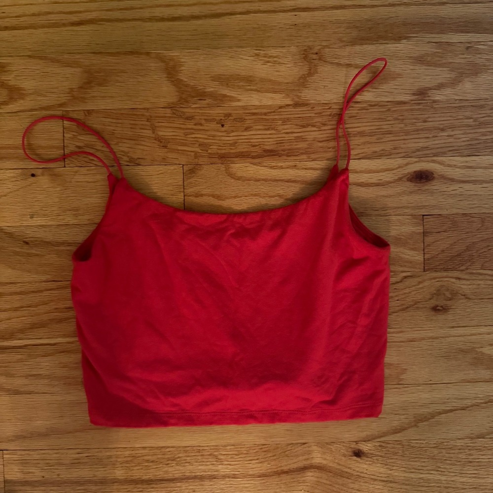 Wilfred Free Aritzia Tiny Tank Top Small Red Spaghetti Strap Cropped Camisole